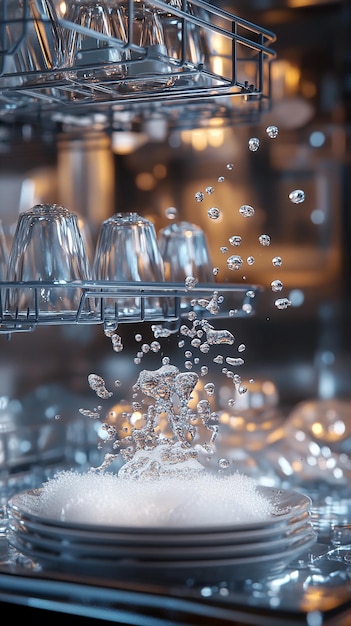 CloseUp of Dishwashers Sprayer Arm in Action