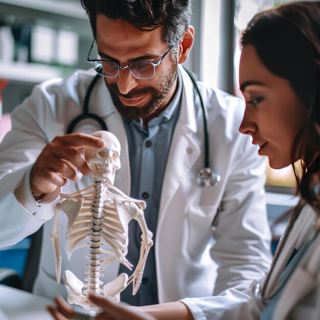 Closeup of a doctor explaining a medical procedure to a patient using a model focus on interaction and education Job ID e8fd147754e5404982e4b54747e46c10