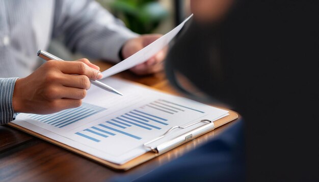 Photo closeup of a document being reviewed