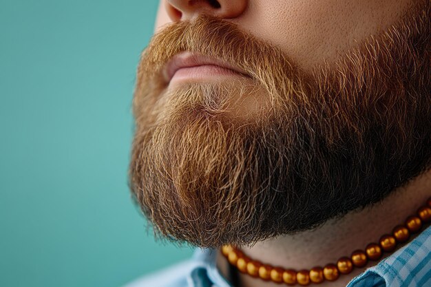 Photo a closeup of a double chin isolated on a pastel green background symbolizing one of the physical signs of excess weight