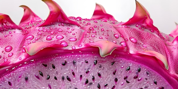 Photo closeup of a dragon fruit with water droplets