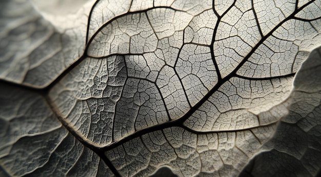 Photo closeup of a dried leaf39s veins and texture