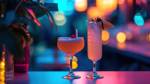 Closeup of Drinks of Glass on the Table