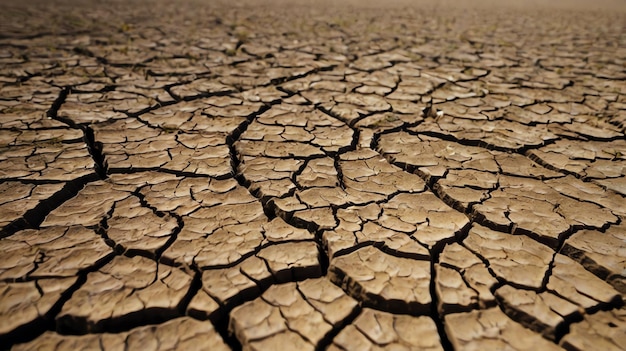 a closeup of dry cracked earth typical of a desert environment