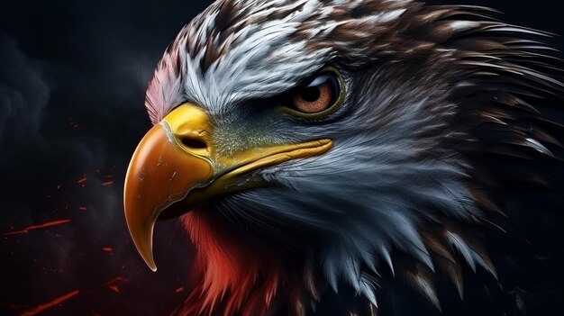 CloseUp of Eagle on Dark Background Generative AI