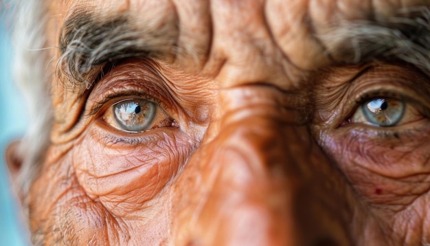 Closeup of an elderly persons eyes capturing the wisdom and depth of age