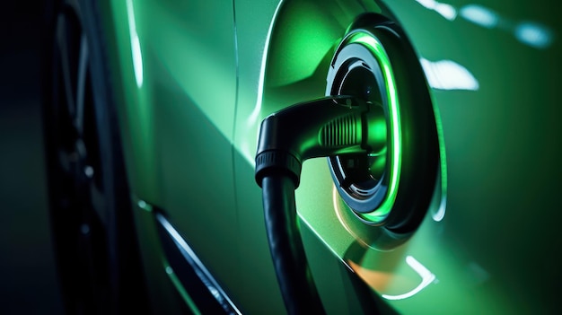 Closeup of electric car charging