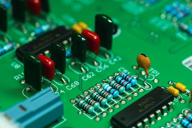 Closeup on electronic board and Electronic devicebackground