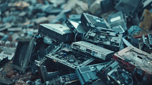 Closeup of Electronic waste EWaste Environment Recycling Concept