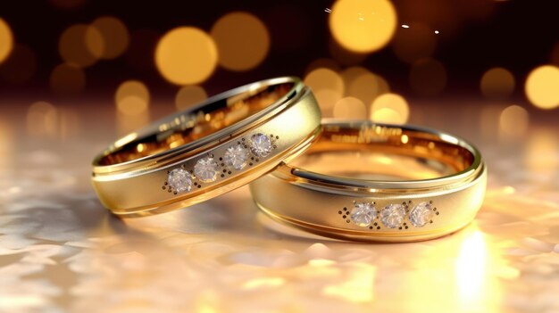 closeup elegance wedding rings with shining bokeh light