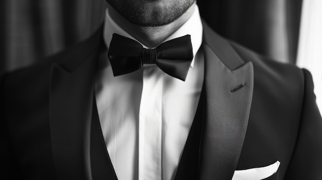 Closeup of an elegant men39s tuxedo jacket AI generated images