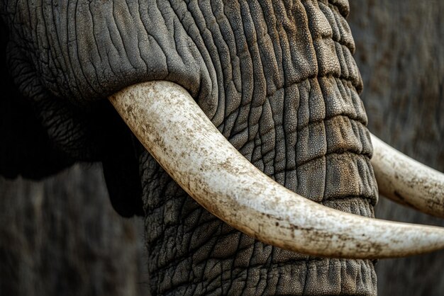 Photo closeup of elephant tusks