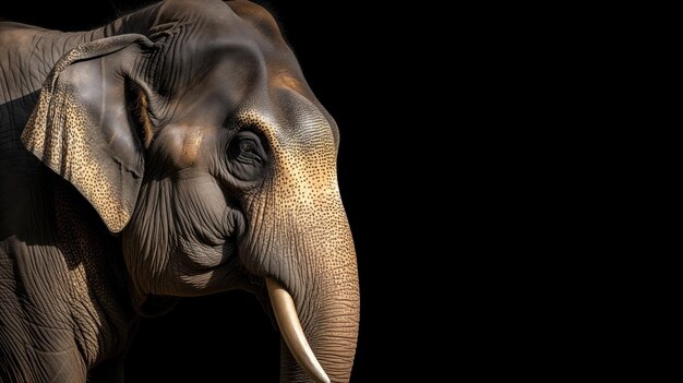 Closeup of an elephants face showing detailed texture and a sense of calm wisdom