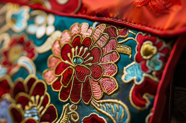 Closeup of Embroidered Fabric Pouches