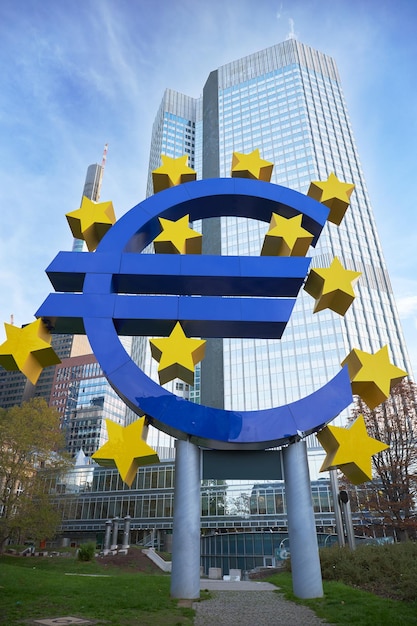 Closeup of the euro symbol in the city of Frankfurt Germany