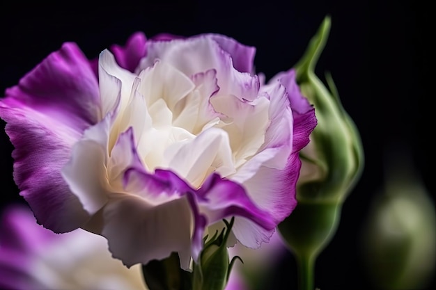 Closeup of eustoma bloom with its delicate petals and vibrant colors in full view