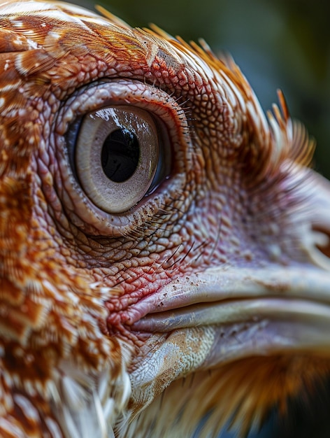 Photo closeup of exotic bird eye and feathers