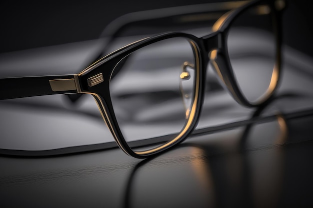 Closeup of eyeglasses AI generated