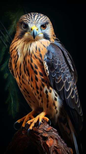 CloseUp of Falcon on Dark Background Generative AI