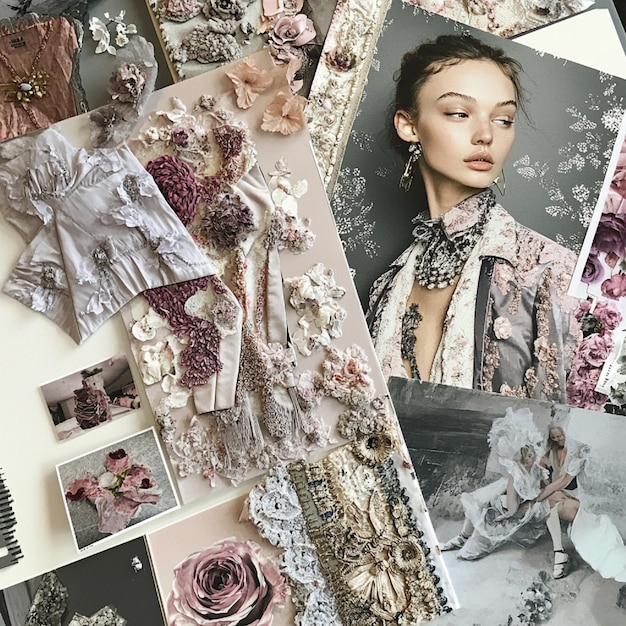 Photo a closeup of a fashion mood board with inspiration for a clients wardrobe styling