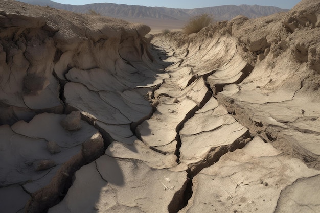 Closeup of fault line with visible movement and tremors created with generative ai