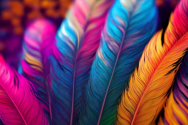 Closeup of feathers exotic nature background and texture