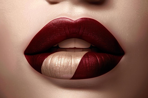 Closeup of female lips delicate and romanticized