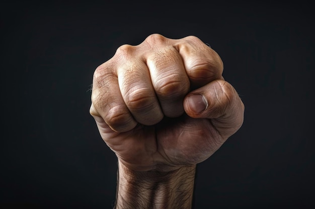 Closeup of a fist on a dark background suitable for use in crime or mystery themed designs