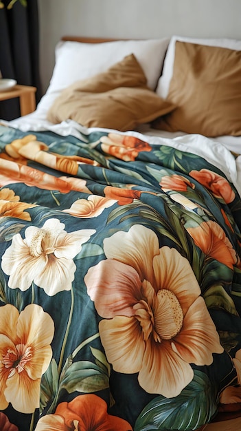 Closeup of a Floral Bedding with Green Leaves and Orange Yellow and White Flowers