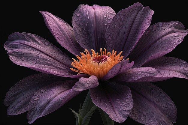 Photo closeup of flower on black background