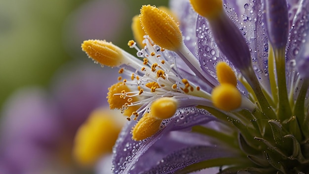 Closeup of a flower s pollen grains