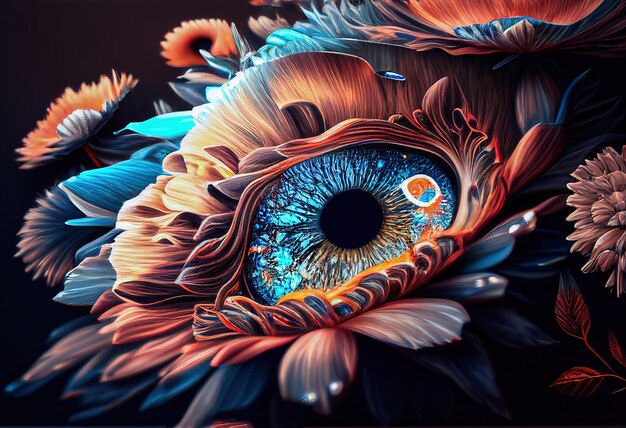 Closeup of Flower with eyes dahlia with eyes Generative Ai