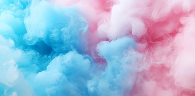 Photo closeup of fluffy pink and blue cotton candy