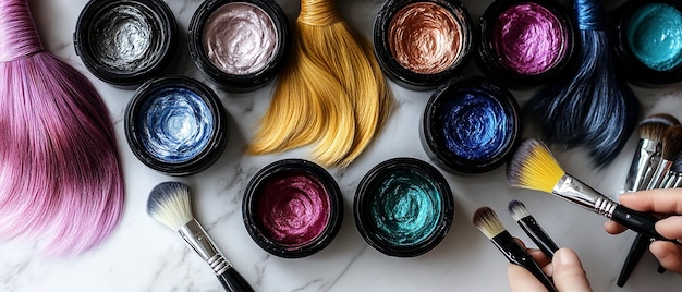 Photo closeup of foilwrapped hair coloring tools