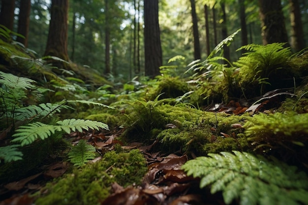 Closeup of a forest floor