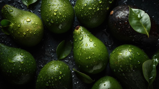 Closeup fresh background vegetable raw closeup dark tropical avocado food green Generative AI