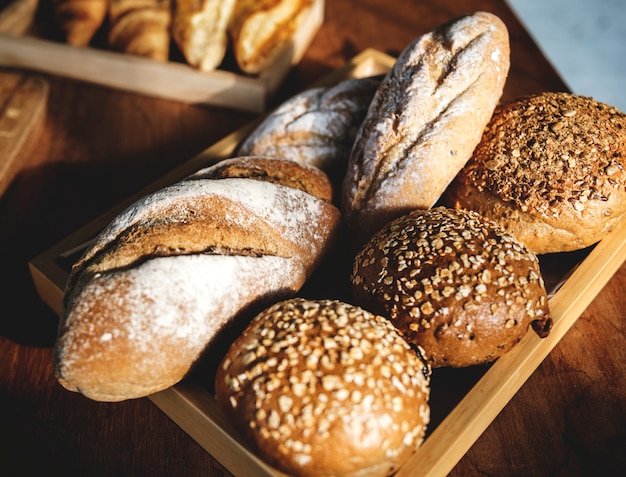 Closeup of fresh baked breads