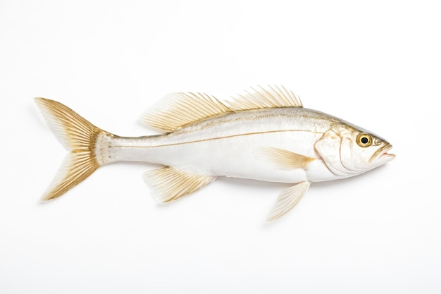 Closeup of a fresh fish on a white background