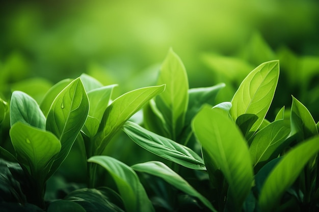 Closeup of Fresh Green Plant Leaves in a Garden Generative By Ai