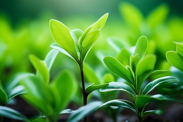 Closeup of Fresh Green Plant Leaves in a Garden Generative By Ai