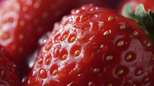 Photo closeup of fresh juicy strawberries background