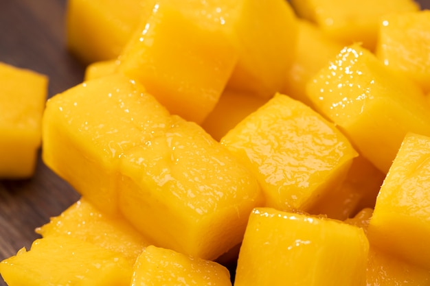 Closeup fresh mango slices