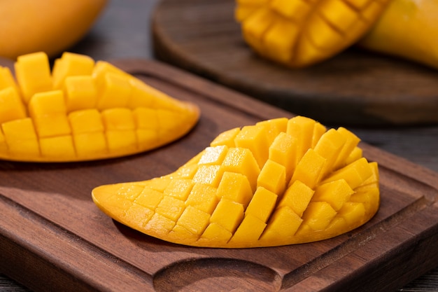 Closeup fresh mango slices