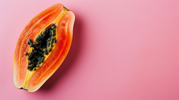 Photo closeup of fresh organic papaya slice