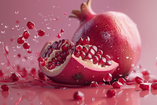 Closeup of Fresh Pomegranate on white