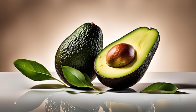 Closeup of a freshly cut avocado