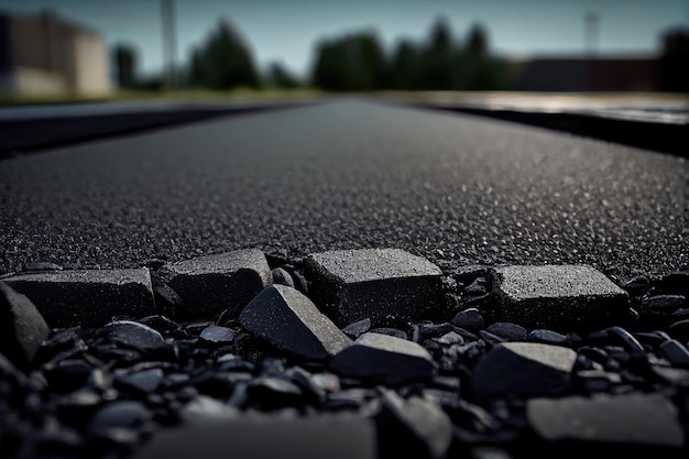 Closeup of freshly laid asphalt ready to be used