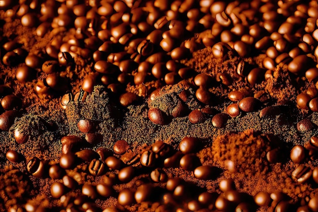 CloseUp of Freshly Roasted Coffee Beans Generative AI