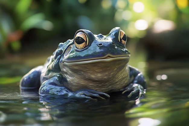 A CloseUp of a Frog in a Pond