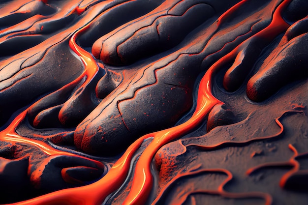 Closeup frozen lava 3d illustration Generative AI